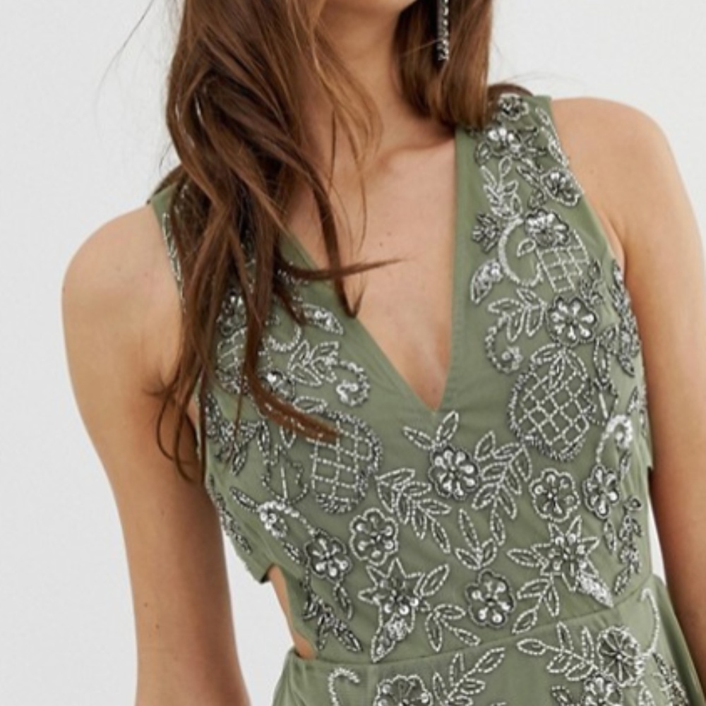 ASOS sleeveless embellished maxi dress w/ cut outs